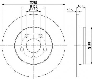 Диск тормозной зад.Volvo C30, C70 Ii, S40 Ii, V40, V50 Ford C-Max, Focus C-Max, Focus Ii 1.5-2.5 10.03- HELLA 8DD 355 111-401