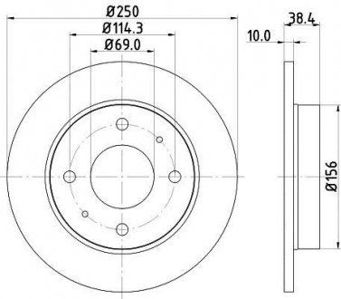 PRO MITSUBISHI Тормозной диск задний. COLT CZC VI 1.5 06, COLT VI 1.1, 1.3, 1.5 04-, SMART Mitsubishi Colt, Smart Forfour HELLA 8DD 355 111-531