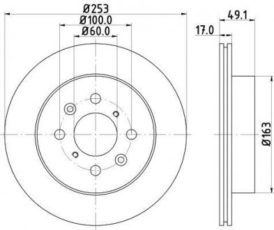 PRO OPEL Тормозной диск передний. AGILA (A) 00-, SUBARU, SUZUKI Peugeot 308, 3008 HELLA 8DD 355 111-591