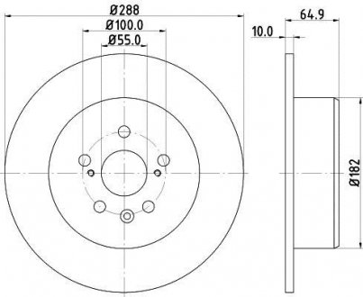 PRO TOYOTA Диск тормозной задний. Avensis 99- Toyota Avensis HELLA 8DD 355 111-701