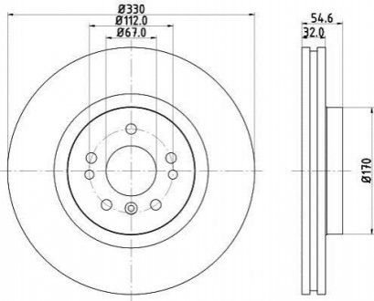 Гальмівний диск перед. W164/W251 05- (PRO) Mercedes W251, M-Class HELLA 8DD355113-171