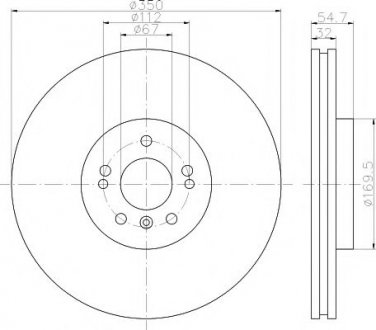 Диск тормозной DB klasa GL,klasa M 06-> Mercedes M-Class, GL-Class, GLE-Class HELLA 8DD 355 113-191