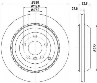 Тормозной диск задн. вент. DB GL,ML, R 251 05- HELLA 8DD 355 113-231