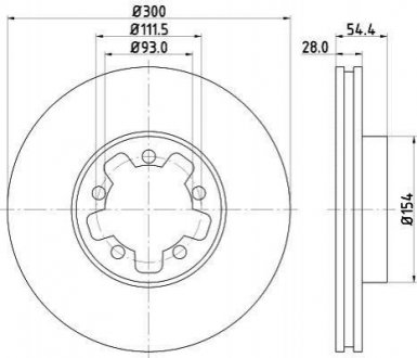 Гальмівний диск перед. Transit V347 06- (300mm) (PRO) HELLA 8DD355113-281