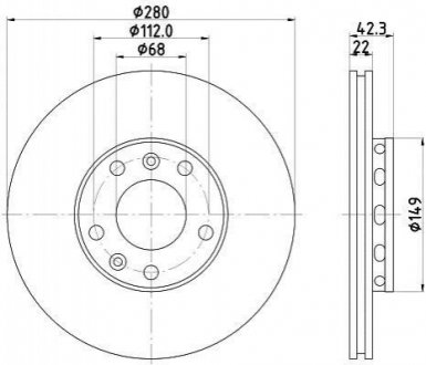 Гальмівний диск зад. A8/Phaeton 02-10 2.8-4.2 Volkswagen Phaeton, Audi A8 HELLA 8DD355113-321