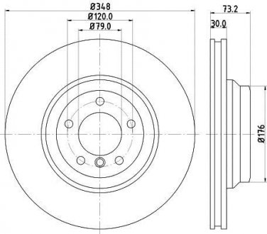 PRO BMW Диск тормозной передний. 3 E90, X1 E84 04- BMW E93, E90, E91, E92, X1 HELLA 8DD 355 113-531