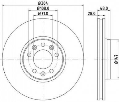 Тормозной диск перед Scudo/Jumpy 07- HELLA 8DD355113-671