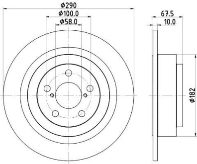 SUBARU диск гальмівний задн. Legacy III,IV 98-, Outback 00- Subaru Legacy, Outback, Forester, Impreza HELLA 8DD 355 113-791