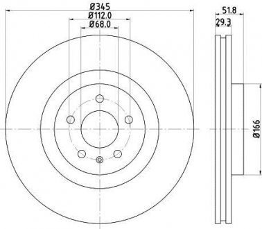 Тормозные диски передний Audi A4 (B8) 2.0 TDI 07-/A5 2.7 TDI 09- HELLA 8DD 355 113-951