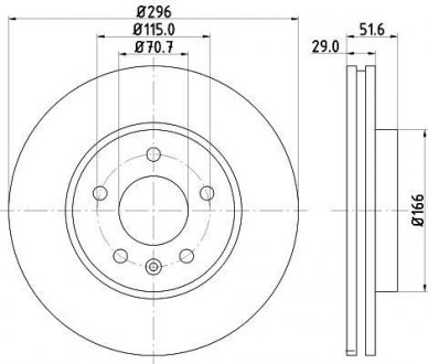 Диск гальмівний пер..Chevrolet Captiva (296*29) / Opel Antara 06- Chevrolet Captiva, Opel Meriva HELLA 8DD 355 114-401