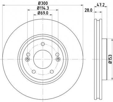 Диск тормозной передний Hyunday Sonata V 05-, i40 CW 11-, Kia Sportage 10- HELLA 8DD 355 114-511