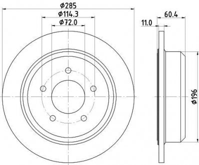 PRO JEEP Тормозной диск задний. Grand Cherokee 92-99 Jeep Wrangler, Grand Cherokee HELLA 8DD 355 114-801