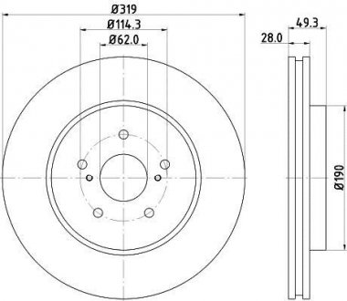 Тормозной диск перед. Lexus RX 03-08 3.0-3.5 (PRO) Lexus RX HELLA 8DD355114-981