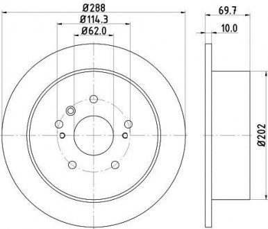 Диск гальмівний зад. Lexus RX 03-/Toyota Harrier 2.4 97- Lexus RX, Toyota Highlander HELLA 8DD 355 114-991