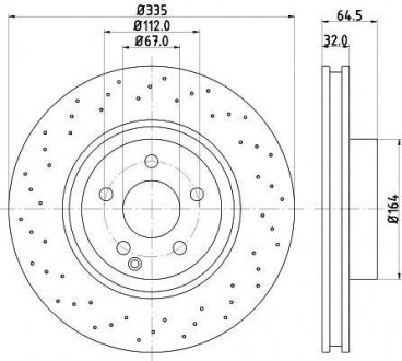 Тормозной диск передний Mercedes S (W221) 2.2D-5.5 10.05-12.13 HELLA 8DD 355 115-011