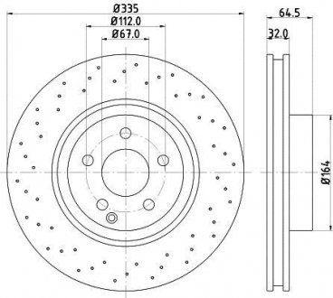 Купити Гальмівний диск передній Mercedes S (W221) 2.2D-5.5 10.05-12.13 Mercedes W221, C216 HELLA 8DD 355 115-011 (фото1) підбір по VIN коду, ціна 3754 грн.