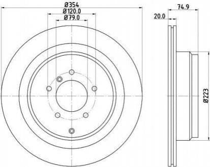 Тормозной диск зад. Range Rover III 02-12 (354x20) Land Rover Range Rover, Discovery HELLA 8DD355115-291