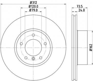 Гальмівний диск перед. BMW 3 (E90/E90N) 320d 05-/X1 (E84) 09- BMW E91, X1, E90, E93, E81, E92, E82, E88, E87 HELLA 8DD 355 115-381