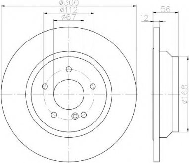 Тормозной диск задний. DB W221 2.5-4.0 05- Mercedes W221, C216 HELLA 8DD 355 115-411