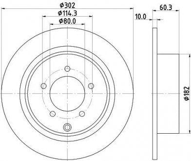 MITSUBISHI Гальмівний диск задній.ASX,Outlander II 1.6/2.4 07- Jeep Compass, Patriot, Dodge Caliber HELLA 8DD 355 115-491