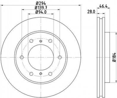 Тормозной диск перед. L200/Pajero Sport 05- 2.4-3.5 (PRO) Mitsubishi L200, Pajero HELLA 8DD355115-731