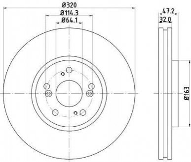 Тормозной диск перед. Accord VIII 08- 2.0-2.4 320mm HELLA 8DD355116-091