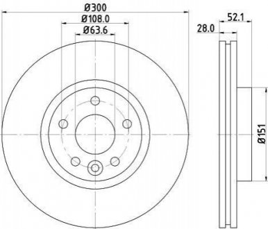 Гальмівний диск пер. Mondeo/Mondeo/S-Max 07-14 (PRO) HELLA 8DD355116-221