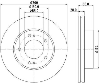 SSANGYONG ДИСК ГАЛЬМIВНИЙ ПЕРЕДНIЙ RODIUS I 05- HELLA 8DD 355 116-461