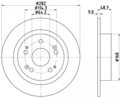 Диск гальмівний зад.Honda Accord IX, Accord VIII, Hr-V 1.8-3.5 06.08- HELLA 8DD 355 116-521