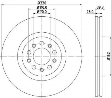 Диск тормозной Alfa Romeo Giulietta, Brera, 159, Jeep Cherokee HELLA 8DD355116651