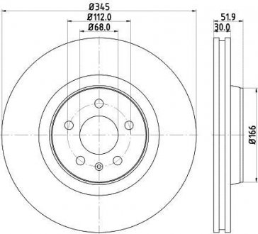 Диск тормозной с покрытием PRO; передняя. Audi A7, A6, Q5, A5, A4 HELLA 8DD355117181