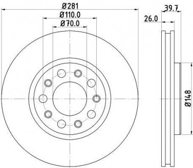 Тормозной диск пер Лев/Прав Alfa Romeo Giulietta Fiat 500X Jeep Renegade 1.0-2.0D 04.10- Alfa Romeo Giulietta HELLA 8DD 355 117-231