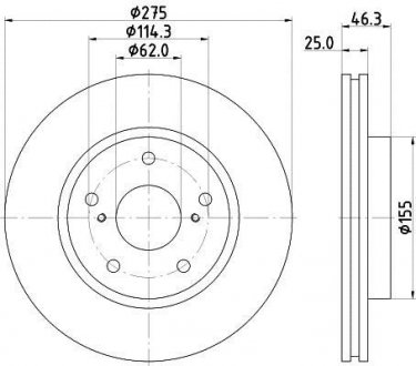 Диск гальмівний з покриттям PRO; передн. Toyota Prius, Rav-4 HELLA 8DD355117361