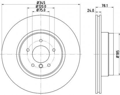 Диск тормозной с покрытием PRO; задн. BMW X6, X5 HELLA 8DD355117761