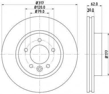 PRO LAND ROVER Тормозной диск передний. DISCOVERY III, DISCOVERY IV, RANGE ROVER SPORT I HELLA 8DD 355 118-641