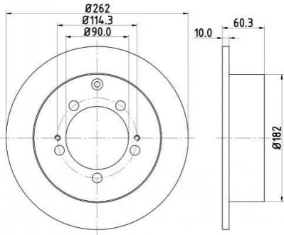 MITSUBISHI Тормозной диск задн.Airtrek,Lancer VII,Outlander 03- (262*10) HELLA 8DD 355 118-661