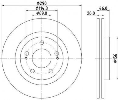 PRO MITSUBISHI Тормозной диск передний. Grandis 04- (290*26) HELLA 8DD 355 118-791