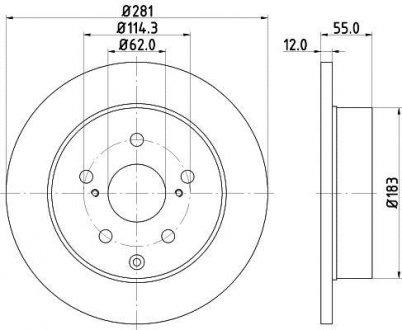 Диск тормозной зад. Lexus RX270/350/450H 12-/Toyota Rav 4 IV 2.0D-3.5 08- HELLA 8DD 355 118-881