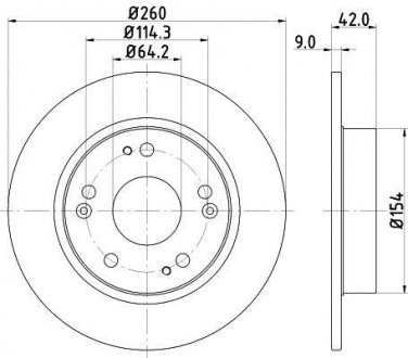 Диск гальмівний з покриттям PRO; задн. Honda Civic HELLA 8DD355118991