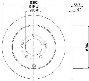 Диск тормозной задний. Citroen C-Crosser, Mitsubishi Lancer. Outlander Peugeot 4007, 4008 1.6-3.0 11.06- HELLA 8DD 355 119-061