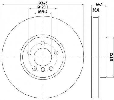 Диск тормозной перед. правый BMW 5 (F07, F10, F11, F18), 6 (F12, F13, F06), 7 (F01, F02, F03, F04) 3.0/3.5/4.0D 09- BMW F13, F10, F01, F04, F11, F12, F07, F06 HELLA 8DD 355 119-271