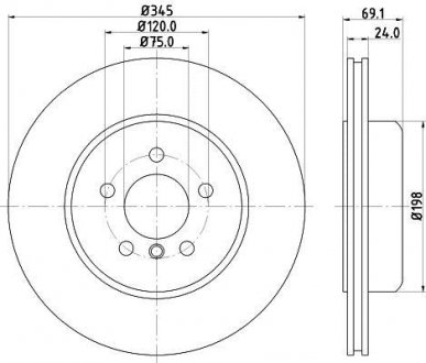 Купити Гальмівний диск задн Bmw 5 (F10), 5 (F11), 5 Gran Turismo (F07), 6 (F12), 6 (F13), 6 Gran Coupe (F06), 7 (F01, F02, F03, F04) 2.0D-4.4 02.08-10.18 HELLA 8DD 355 119-281 (фото1) підбір по VIN коду, ціна 5148 грн.