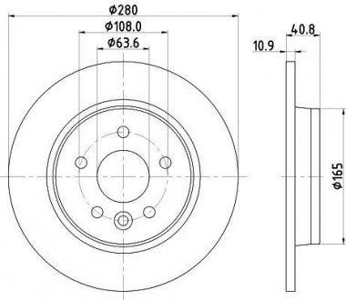 Купити Диск гальмівний з покриттям PRO; задн. Volvo C30, C70, S40, V50, Ford Focus, C-Max, Volvo V40 HELLA 8DD355119501 (фото1) підбір по VIN коду, ціна 1364 грн.