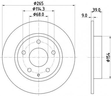 Диск тормозной с покрытием PRO; задн. Mazda 3, CX-3 HELLA 8DD355120461