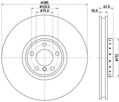 PRO HIGH CARBON BMW Гальмівний диск передн. лівий X5 (E70), X5 (F15, F85), X6 (E71, E72) BMW X6, X5 HELLA 8DD 355 120-721