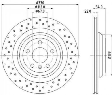 DB Диск гальмівний зад.GLE W166 11- Mercedes M-Class, GLE-Class HELLA 8DD 355 122-551