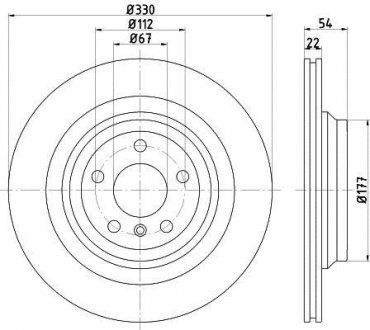 Диск гальмівний зад. (330mmx22mm) MERCEDES GLE W166 15- ML W166 11- Mercedes M-Class, GLE-Class HELLA 8DD 355 122-561