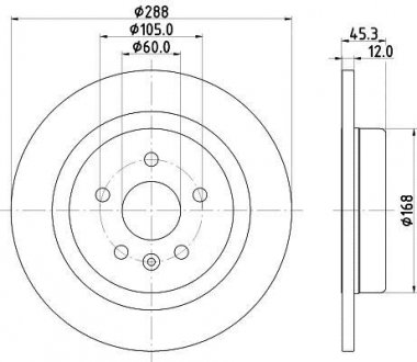 (16") Диск тормозной задний Opel Astra K 1.0-1.6D 06.15- HELLA 8DD 355 122-741