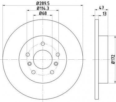 Диск гальмівний зад. NISSAN QASHQAI 13- RENAULT KADJAR 15- 290X13 Nissan Qashqai, Renault Kadjar HELLA 8DD 355 122-771