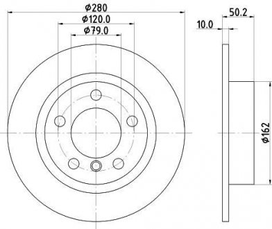 Диск тормозной зад.Mini Countryman (R60), Paceman (R61) 1.6/1.6D/2.0D 08.10-10.16 HELLA 8DD 355 123-001